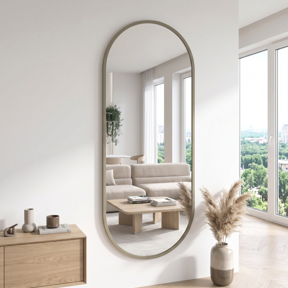 Зеркало Капсула в МДФ раме RAL 1035 — фото 1